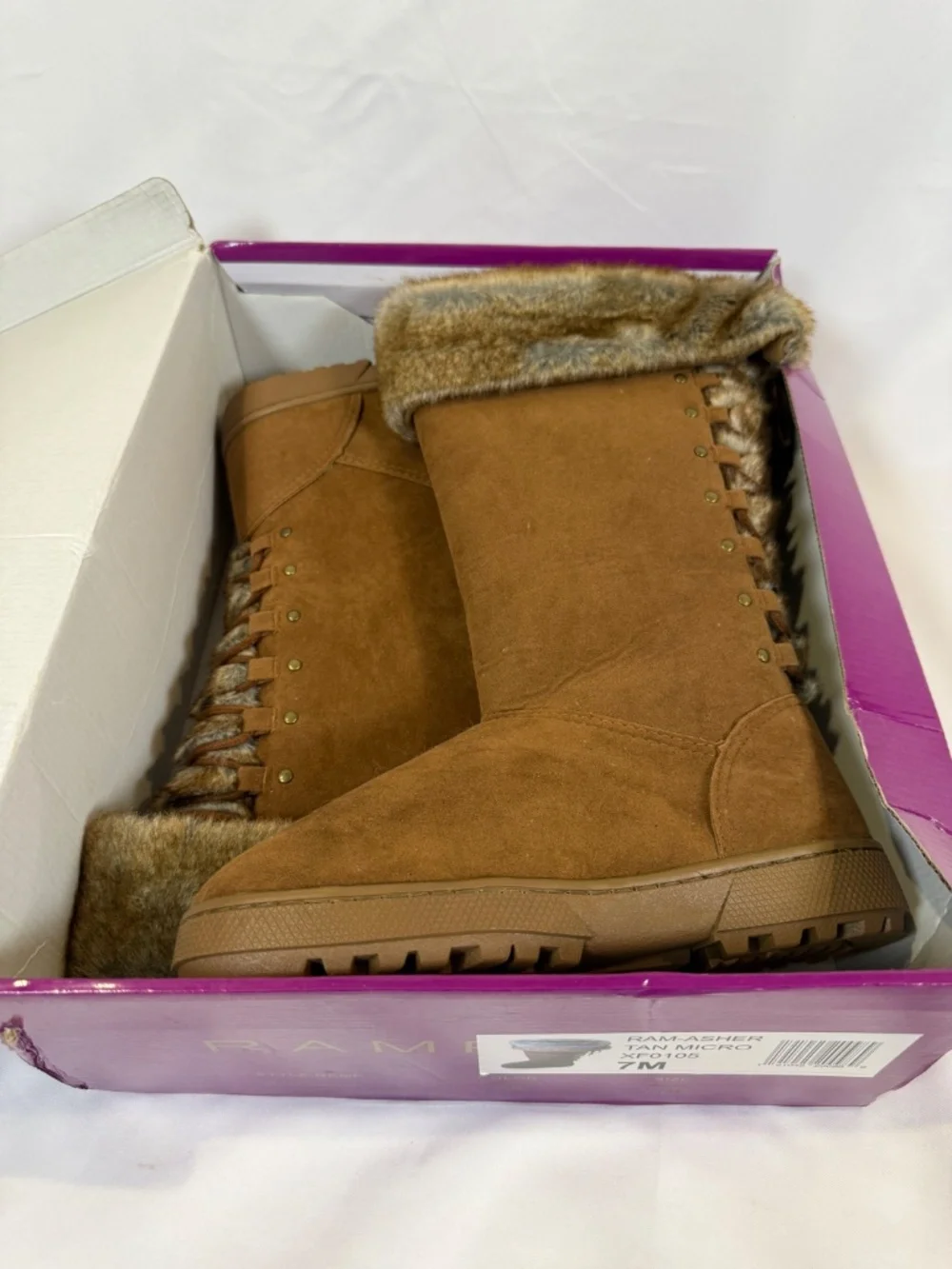 Rampage Ram-Asher Tan Faux Fur Winter Boots Women's 7M NIB